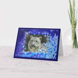 Snow Leopard Weihnachtskarte Feiertagskarte