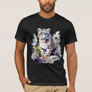 Snow Leopard Winter Mountain Big Cat Wildlife T-Shirt