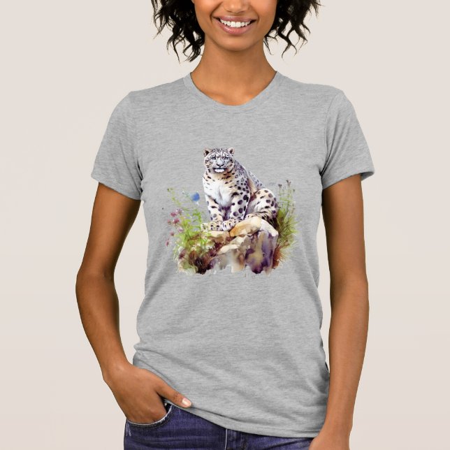 Snow Leopard Winter Mountain Big Cat Wildlife T-Shirt (Vorderseite)