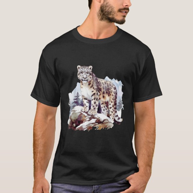 Snow Leopard Winter Mountain Big Cat Wildlife  T-Shirt (Vorderseite)