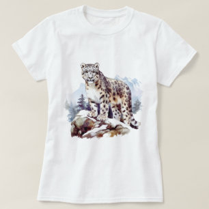 Snow Leopard Winter Mountain Big Cat Wildlife T-Shirt