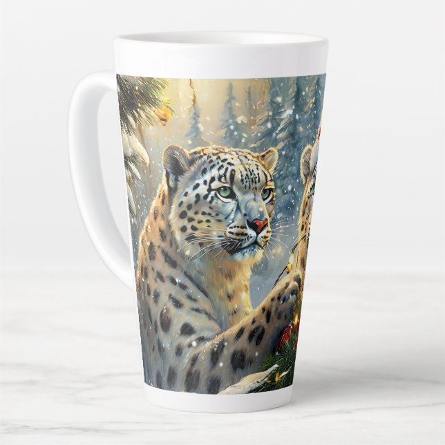 Snow Leopards Holiday Design von Rich AMeN Gill Milchtasse (Linke Ecke)