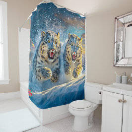 Snow Leopards Racing Design von Rich AMeN Gill Duschvorhang