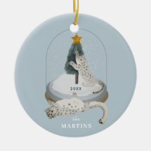 Snow Leopards Snow Globe Light Blue Holiday Foto