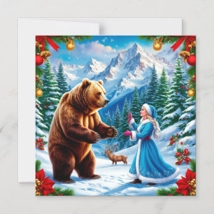 Snow Maiden Bezaubernde Winterlandschaft Magneteinladung