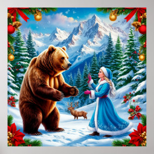Snow Maiden Bezaubernde Winterlandschaft Poster