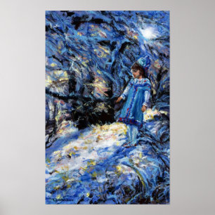 Snow Maiden in schneebedeckten Winterwäldern Poster