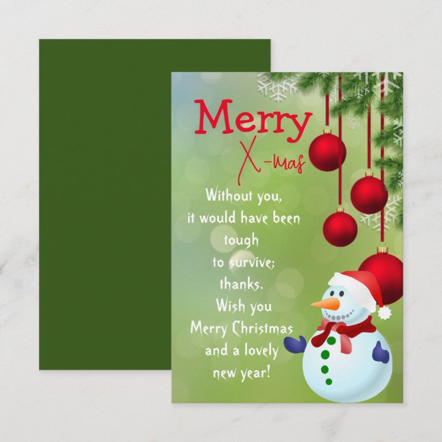 Snow man Holiday Postcard Karte (Vorne/Hinten)