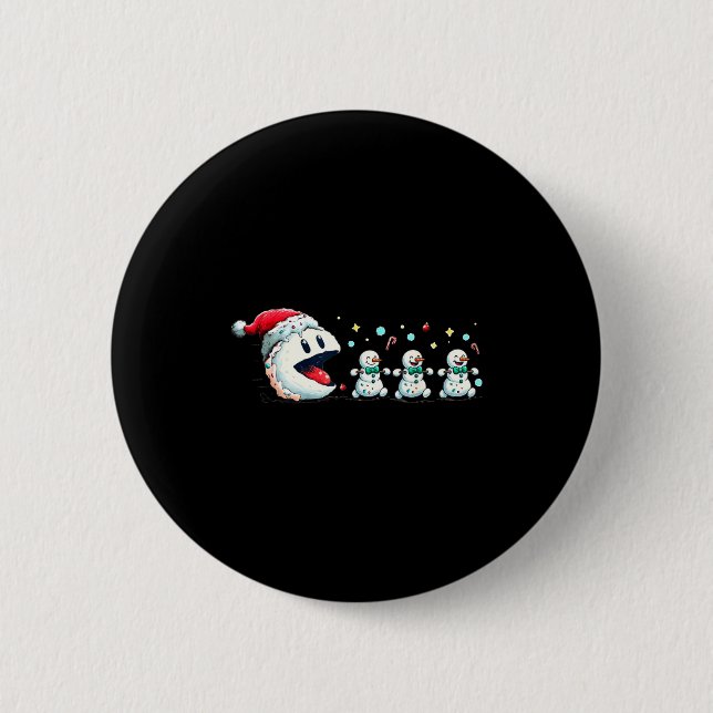 Snow Man Xmas Tee Snowman Gamer  Button (Vorderseite)