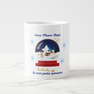 Snow Means Hope – Bilingual Snow Globe Holiday Jumbo-Tasse
