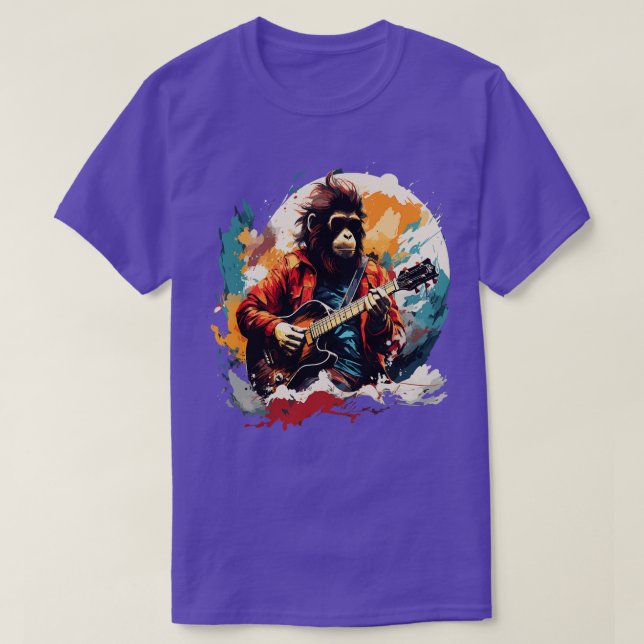 Snow Monkey Playing Gitarre T-Shirt (Design vorne)