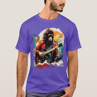 Snow Monkey Playing Gitarre T-Shirt