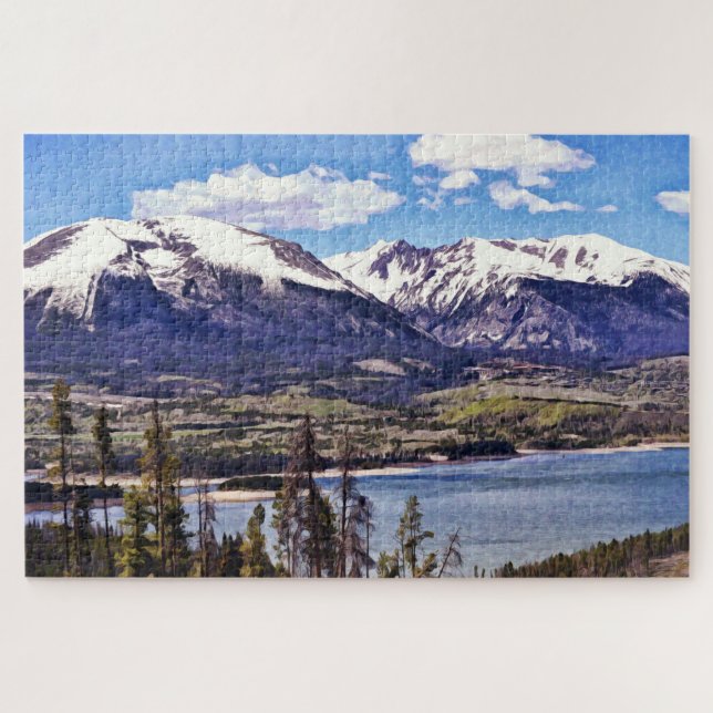 Snow Mountain Lake Scene Riesenpuzzle Puzzle (Horizontal)