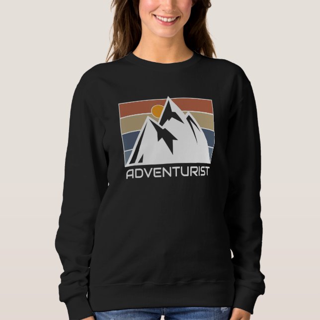 snow mountain retro sunset landscape hikers graphi sweatshirt (Vorderseite)