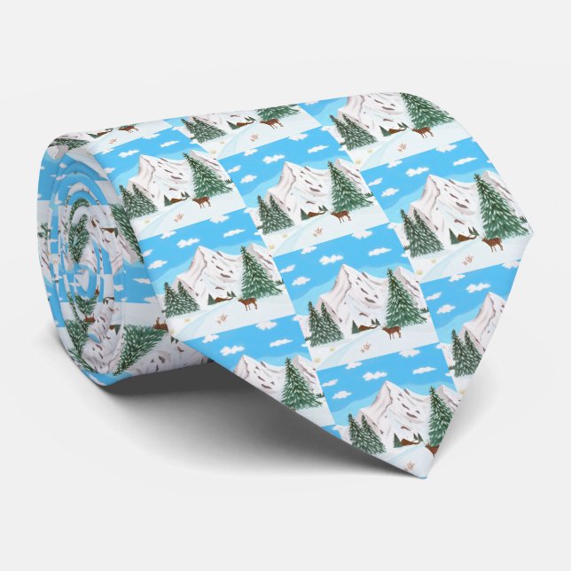 Snow Mountains Neck Tie Krawatte (Gerollt)