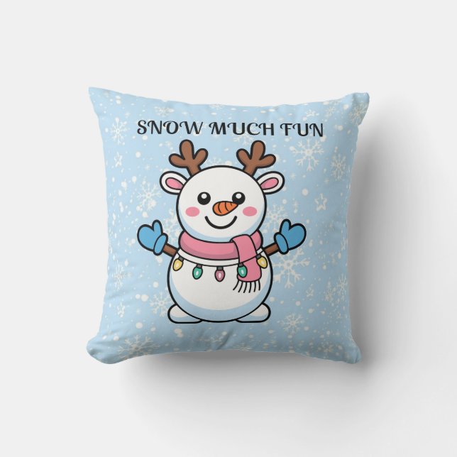 Snow Much Fun | Cute Winter Pillow Kissen (Vorderseite)