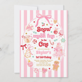 Snow Much Fun To Be One Christmas Bow Birthday Einladung