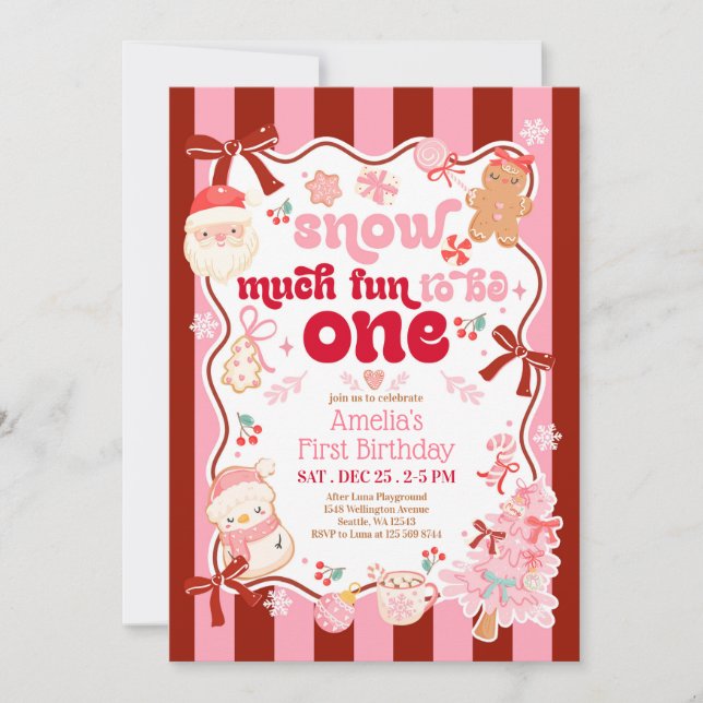 Snow Much Fun to be ONE First Birthday Invitation Einladung (Vorderseite)