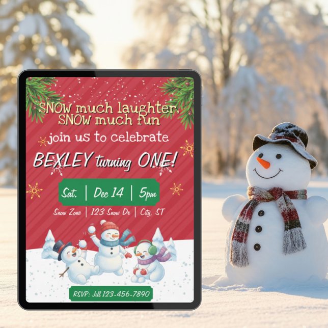 Snow much laughter Snow much Fun, 1st Birthday Einladung (Von Creator hochgeladen)