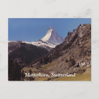 Snow on Matterhorn Blue Sky Alpenwald Postkarte