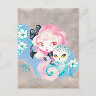 Snow Owl Friend Postkarte