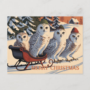 Snow Owl Frohe Weihnachten Postkarte