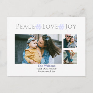 Snow Peace Liebe Jockey Multiple Foto Typografie Feiertagspostkarte