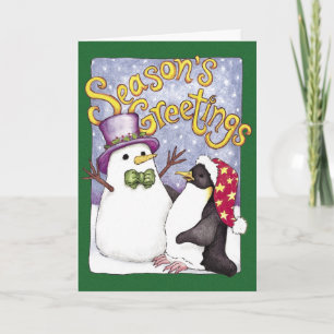 Snow Penguin Weihnachtskarte Feiertagskarte