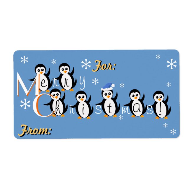 "Snow Penguins" Frohe Weihnachtsgeschenkschilder (Vorne)