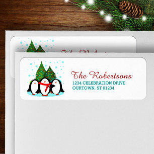 Snow Penguins Weihnachtsadressen Labels
