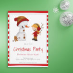 Snow Play mit Snowman und Girl Weihnachts-Party Einladung<br><div class="desc">Niedliche Weihnachtseinladung mit einer Illustration eines Mädchens und ihres Hundes Gebäude eines Schneemanns. Ideal für die kommende Saison. Illustriert und entworfen von Patricia Alvarez.</div>