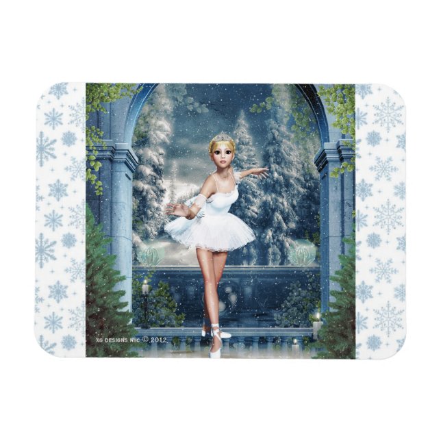 Snow Princess Ballerina Christmas Magnet (Horizontal)