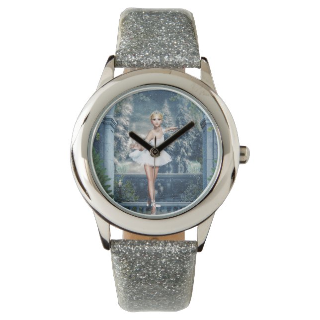 Snow Princess Ballerina Glitzer Wrist Watch Armbanduhr (Vorderseite)