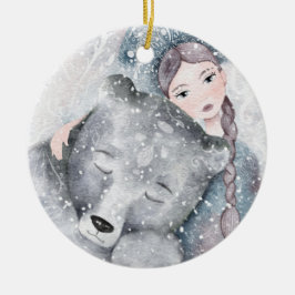 Snow Princess Bear Bleak Midwinter Texte Holiday  Keramik Ornament