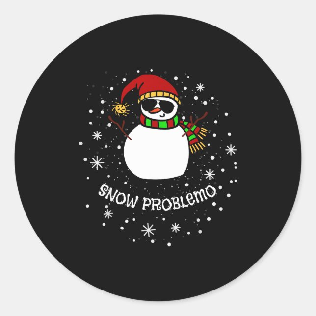 Snow Problemo Funny Christmas Snowman  Runder Aufkleber (Vorderseite)