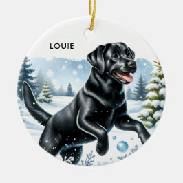 Snow Puppy - Labrador Puppy - Black Labrador Keramik Ornament