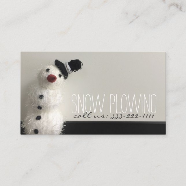 Snow Push Service Snowman Foto Business Card Visitenkarte (Vorderseite)