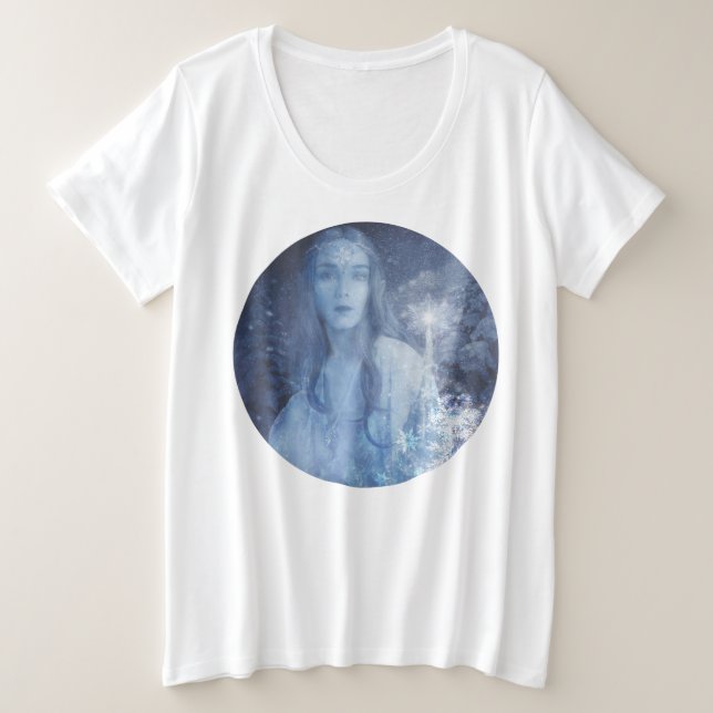 Snow Queen Christmas Fantasy Artwork Große Größe T-Shirt (Design vorne)