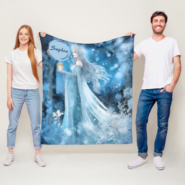 Snow Queen Fantasy Art - Mystische Wintergöttin Fleecedecke (Beispiel)