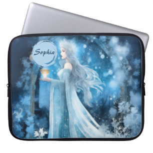 Snow Queen Fantasy Art - Mystische Wintergöttin Laptopschutzhülle
