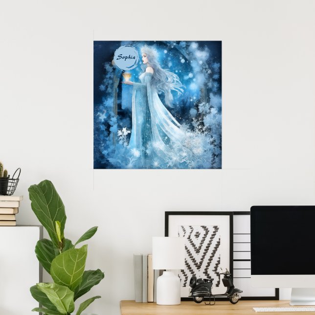 Snow Queen Fantasy Art - Mystische Wintergöttin Poster (Heimbüro)