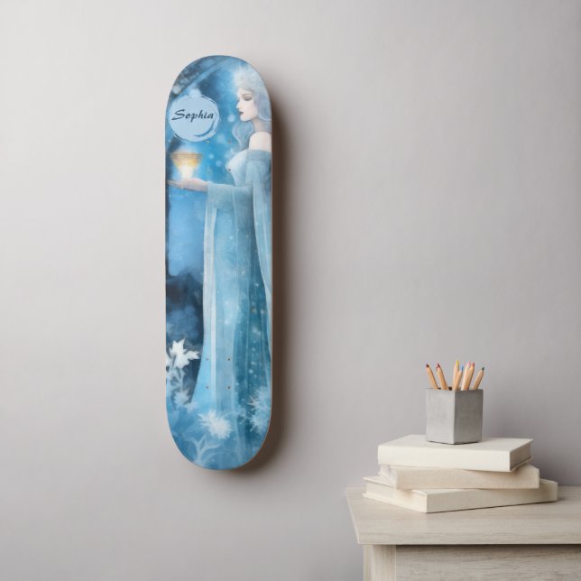 Snow Queen Fantasy Art - Mystische Wintergöttin Skateboard (Wandkunst)