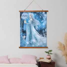 Snow Queen Fantasy Art - Mystische Wintergöttin Wandteppich Mit Holzrahmen
