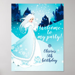 Snow Queen Welcome Party Sign Poster