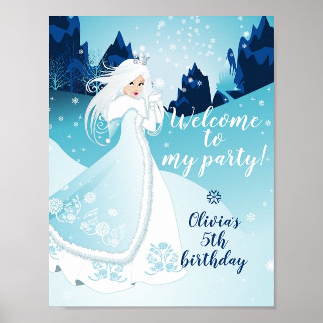 Snow Queen Welcome Party Sign Poster (Vorne)