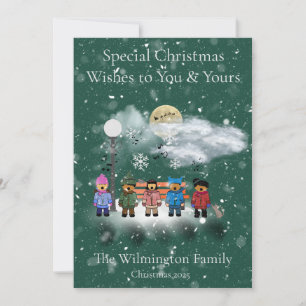 Snow Quintet Family Foto Weihnachtskarte Karte