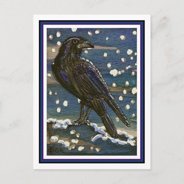 Snow Raven Postcard Postkarte (Vorderseite)