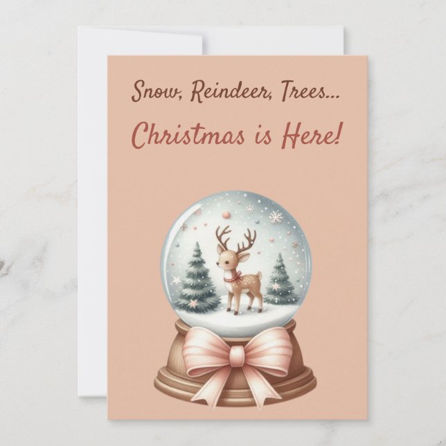 ❄️ Snow🎄 Reindeer, Trees. Christmas is Here! Einladung (Vorderseite)