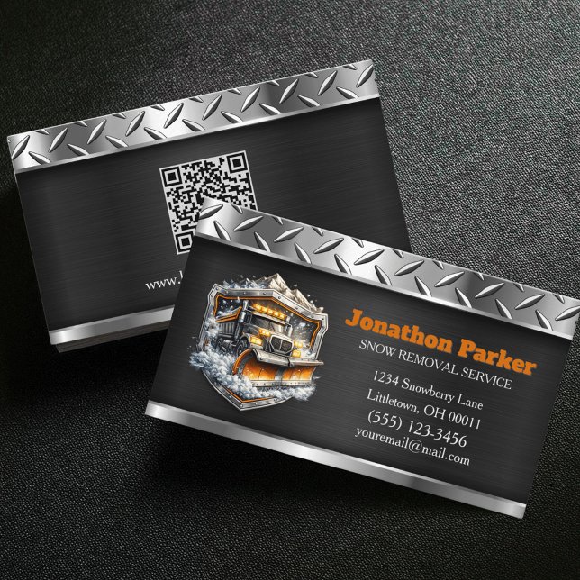  Snow Removal Service QR Code Metallic  Visitenkarte (Von Creator hochgeladen)