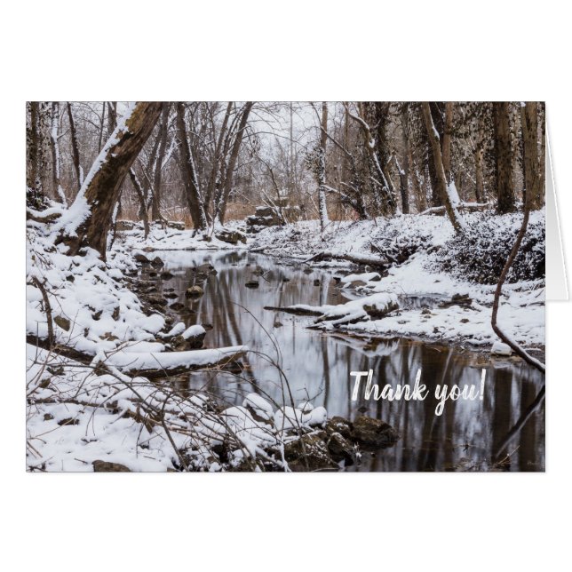 Snow Riverside Vielen Dank Notecard (Vorderseite (Horizontal))
